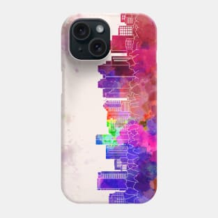 Bellevue skyline in watercolor background Phone Case