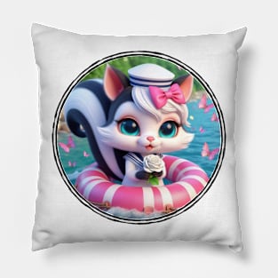 Cute Skunk Sailor Girl Pillow