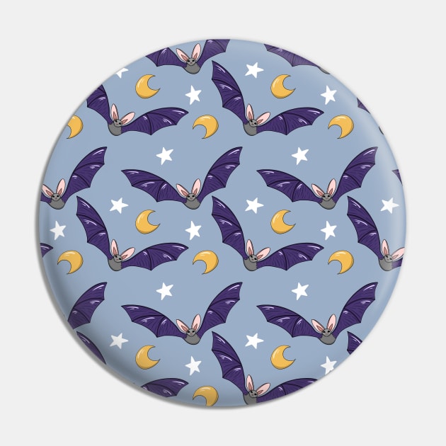 Halloween bats pattern with moon and stars on bright blue background Pin by Ieva Li ART