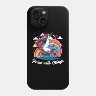 Padel with magic |  A unicorn riding a bicycle with a rainbow trail behind it Phone Case