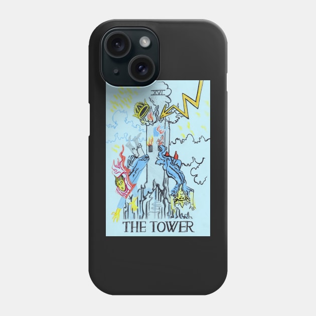 The Tower tarot card drawing Phone Case by sadnettles