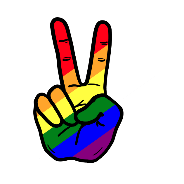 V Sign Hand Gesture Gay Rainbow by Nalidsa