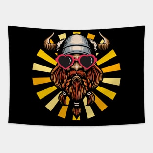 Viking with Heart Sunglasses in the Sun Tapestry