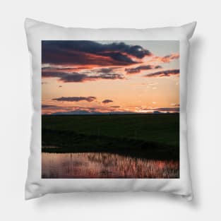 Orange Pink Sunset with Reflection in the Lake Pillow