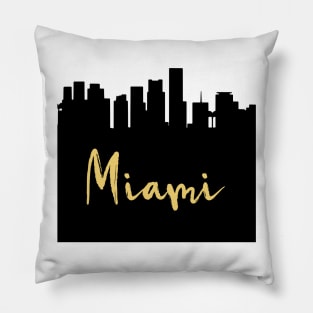 MIAMI FLORIDA DESIGNER SILHOUETTE SKYLINE ART Pillow