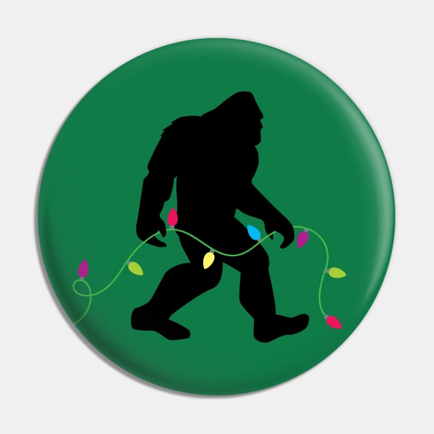 Bigfoot and Christmas String Lights Pin by cottoncanvas