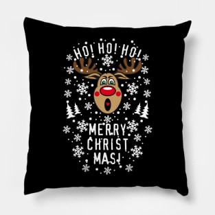 75 Reindeer Deer Rudolph Ho Ho Ho Merry Christmas scream Pillow