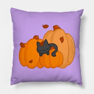 Sleepy Pumpkin Cat Pillow