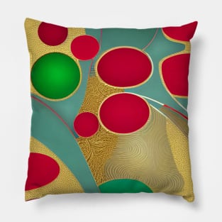 Abstract Design - Red, Gold and Green Pillow