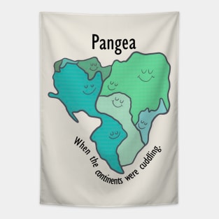 Pangea Continents Cuddling Green Tapestry