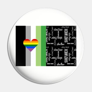 Aromantic Lesbian, She/Her Pronouns - Identity Pride Pin