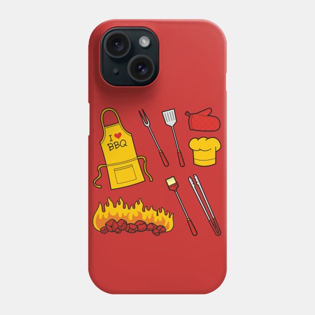 Barbeque Icons on Red Phone Case by sifis