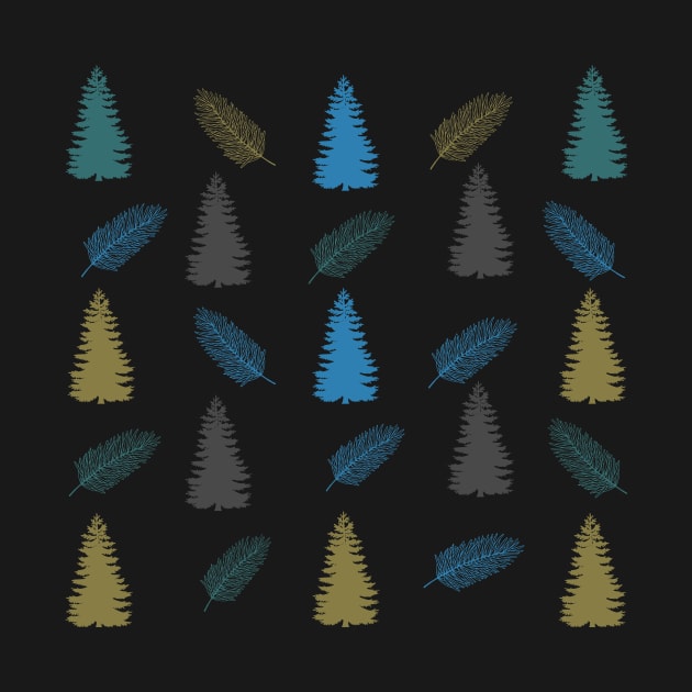 Cute  Pine Tree Leaves Pattern by Bubbly Tea