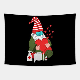 Cute Gnomes Holding Heart Funny Valentine Day Tapestry