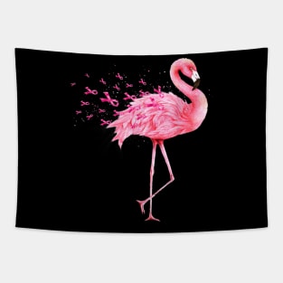 Cute Flamingo Pink Ribbon Breast Cancer Awareness Tapestry