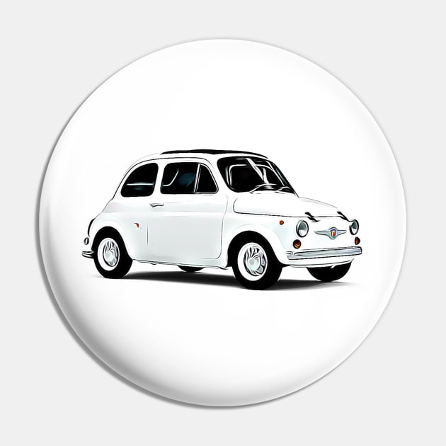 Fiat 500 Cartoon Pin by Auto-Prints