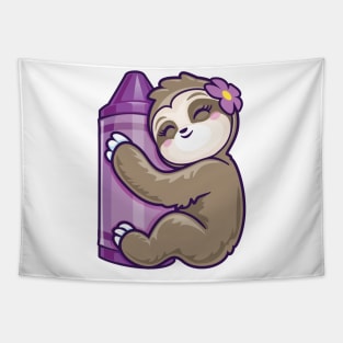 Purple Crayon Coloring Sloth back to school gifts Tapestry