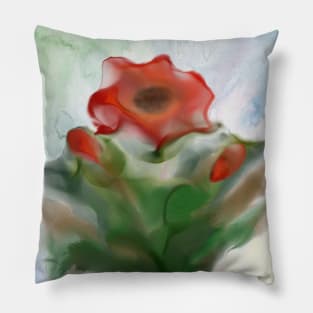 Poppy flower - botanical print Pillow