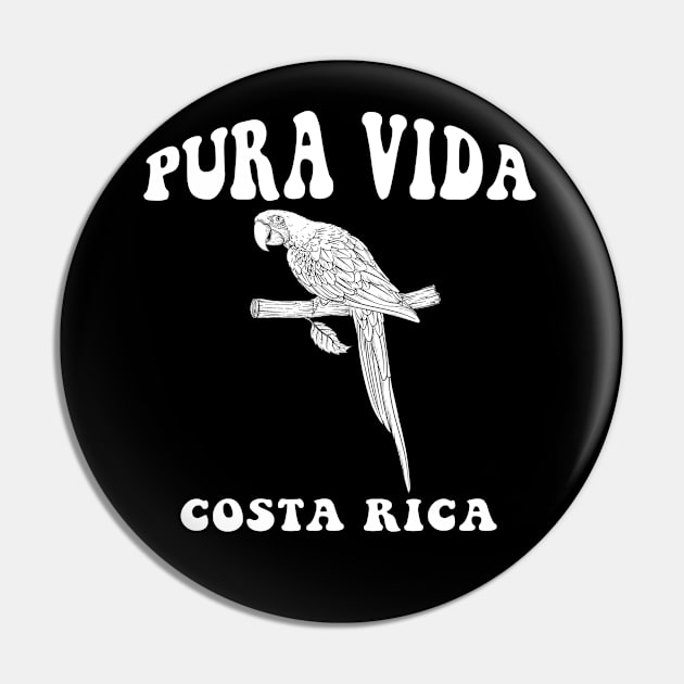 Pura Vida Costa Rica - Parrot Cute Funny Pin by blacckstoned