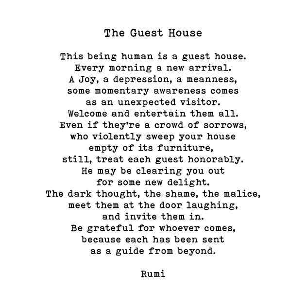 The Guest House Quote, Rumi Quote by PrettyLovely