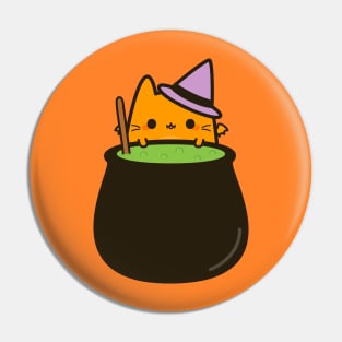 Cat bat with cauldron Pin