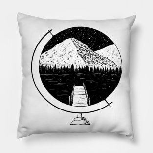 Starry night on globe Pillow