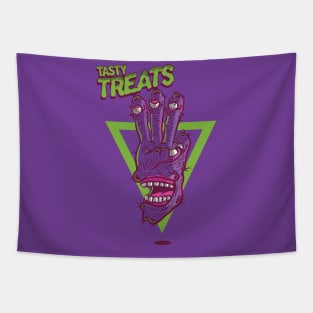 THREE FINGER MONSTER TASTY TREATS DESIGN T-shirt STICKERS CASES MUGS WALL ART NOTEBOOKS PILLOWS TOTES TAPESTRIES PINS MAGNETS MASKS Tapestry