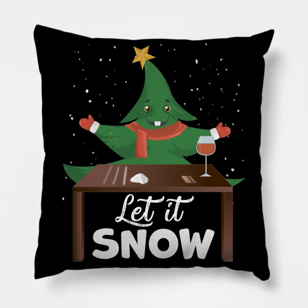 Let It Snow Christmas Tree Cocaine Xmas Gift Pillow by magazin