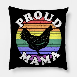 Retro LGBT Proud Chicken Mama Pillow