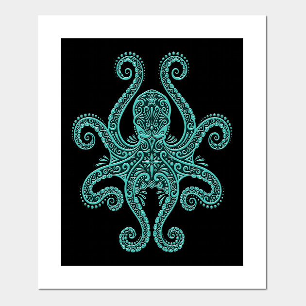 Intricate Teal Blue Octopus Octopus Posters And Art Prints Teepublic Uk A wide variety of art octopus options. teepublic