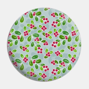 Cranberry Fruit Pattern on Blue Grey Pin