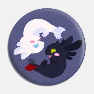 Yin and Yang Axolotl Dragons Reverse Pin