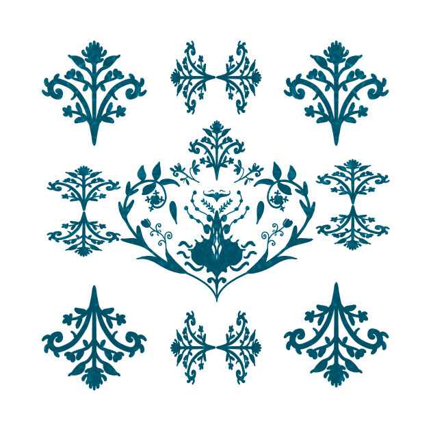 Damask Blue & White by Almanzart