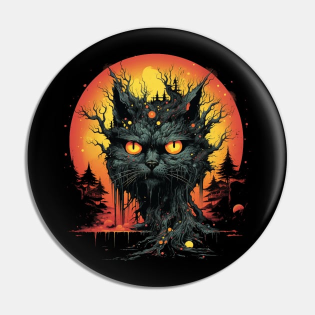 Goth Cat Forest Monster Pin by tatadonets