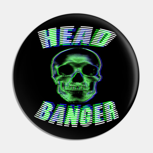 Head Banger Skull Headbanger Pin by BIGUP