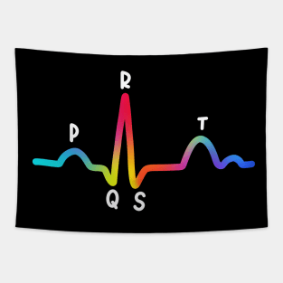 Hand Drawn Rainbow Electrocardiogram Tapestry