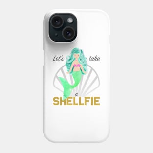 Mermaid: Let's take a shellfie (green) Phone Case