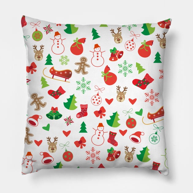 Winter Holiday Christmas and happy New Year Symbols Pillow by sofiartmedia