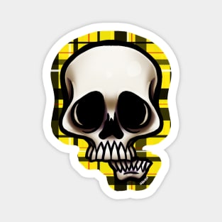 Yellow Plaid Skull Magnet