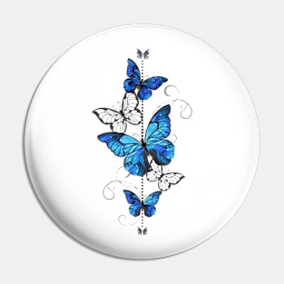 Blue Morpho and White Butterflies Pin