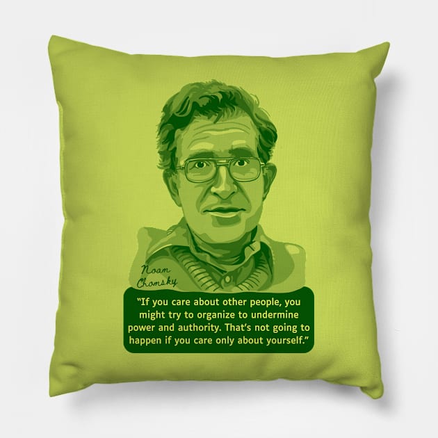 Noam Chomsky Portrait and Quote Pillow by Slightly Unhinged