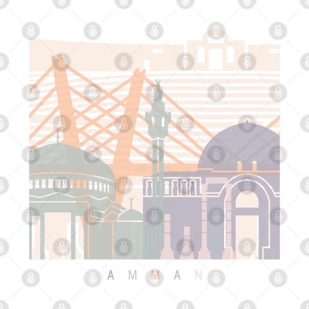 AMMAN SKYLINE POSTER PASTEL by PaulrommerArt