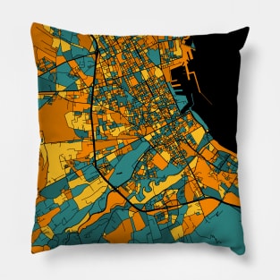 Palermo Map Pattern in Orange & Teal Pillow