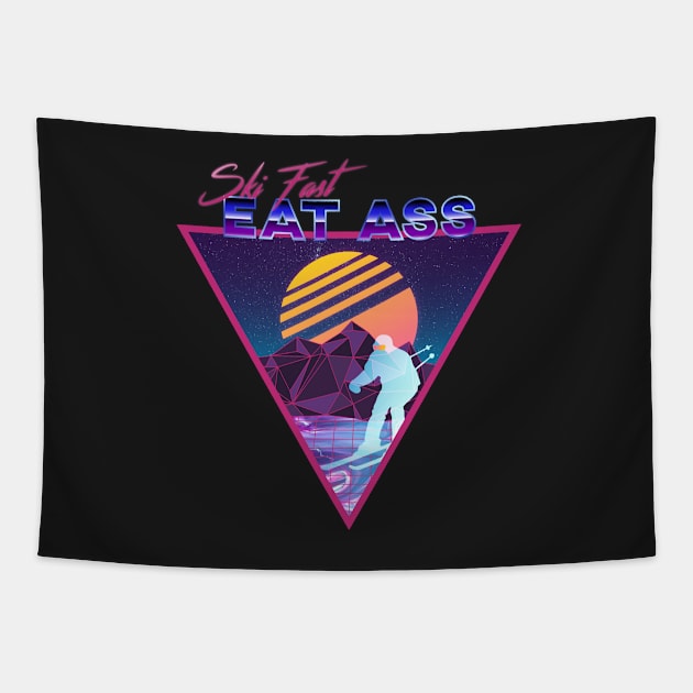 Retro Vaporwave Ski Mountain | Ski Fast Eat Ass | Shirts, Stickers, and More! Tapestry by KlehmInTime