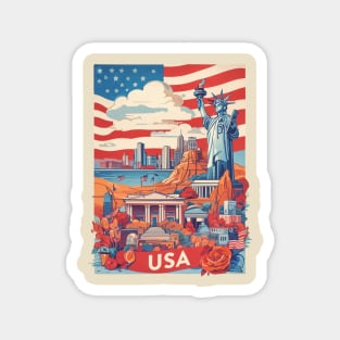 Vintage Travel USA Design Magnet