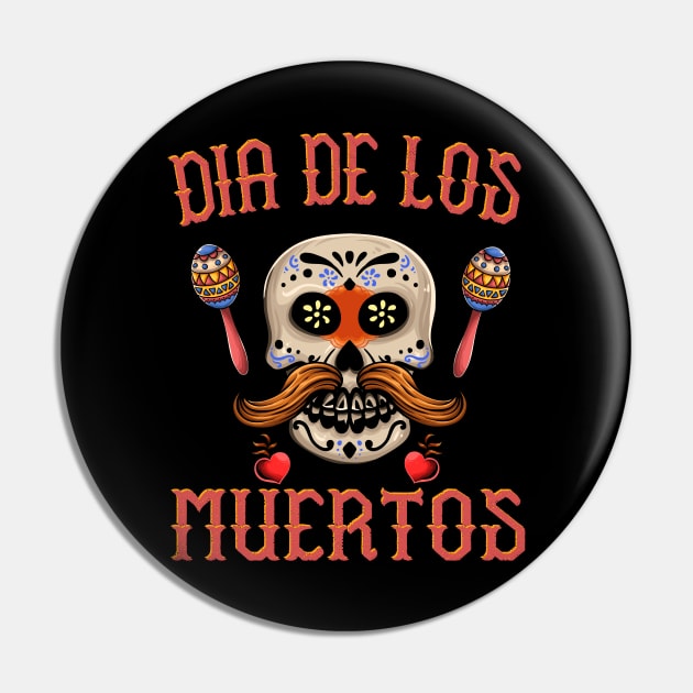 Dia De Los Muertos Sugar Skull Design Pin by FilsonDesigns