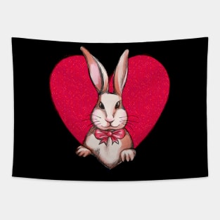 Happy Valentine A Bunny With Heart, Love Symbol Tapestry