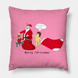 Merry Christmas Santa Claus with a cute little girl Pillow