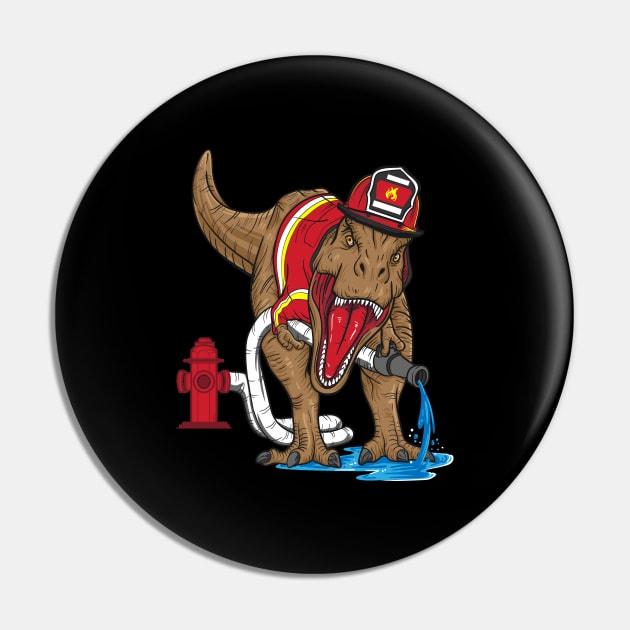 Firefighter T Rex Dinosaur Kids Pin by captainmood