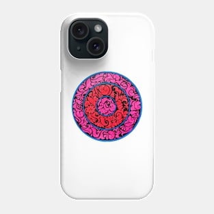 Handmade red, pink and blue mandala drawing Phone Case